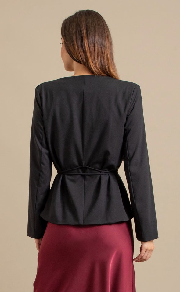 Tie Waist Blazer Black