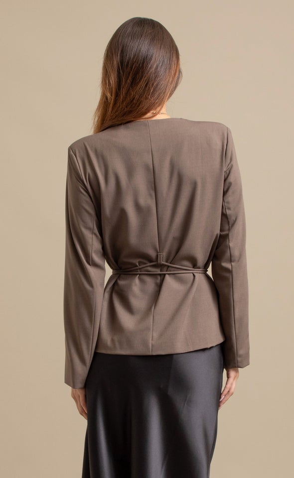 Tie Waist Blazer Cocoa