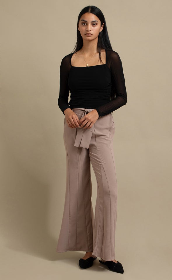 Tie Waist Palazzo Pant Mocha