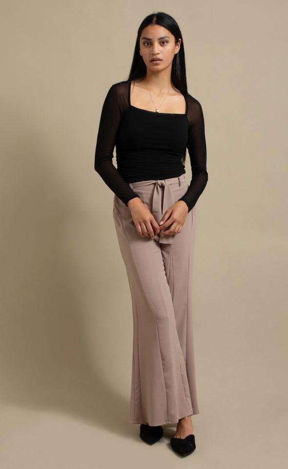 Tie Waist Palazzo Pant Mocha