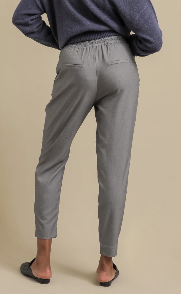 Tie Waist Tapered Pant Charcoal