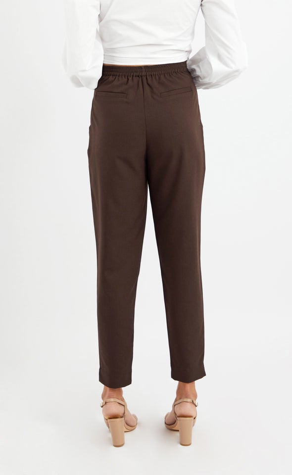 Tie Waist Tapered Pant Chocolate