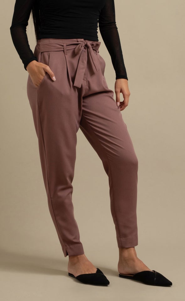 Tie Waist Tapered Pant Cocoa