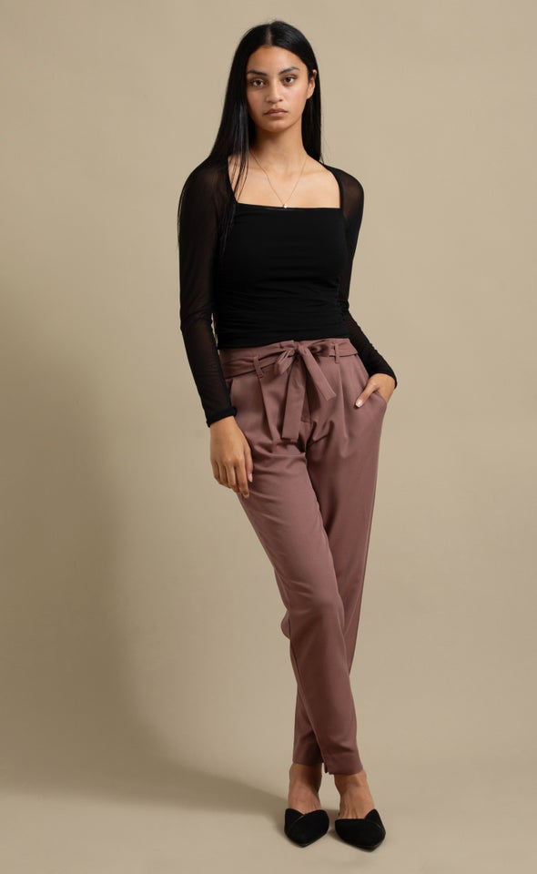 Tie Waist Tapered Pant Cocoa