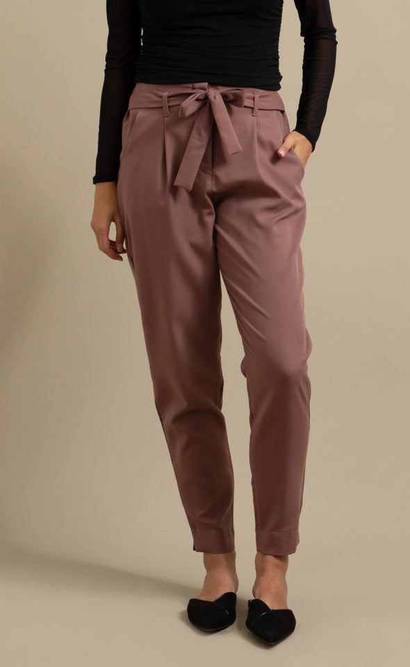 Tie Waist Tapered Pant Cocoa
