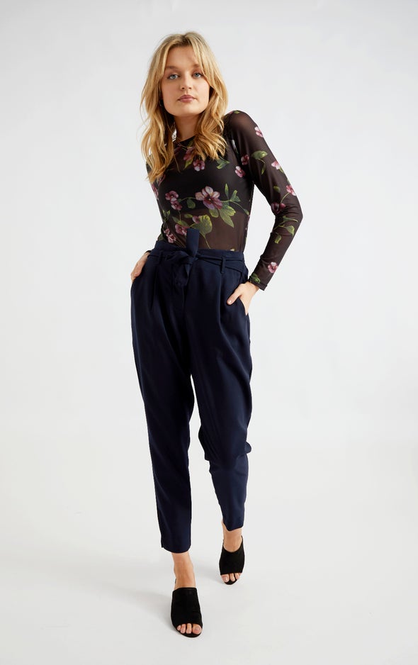 Tie Waist Tapered Pant Ink