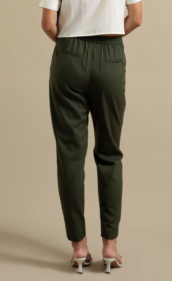 Tie Waist Tapered Pant Olive