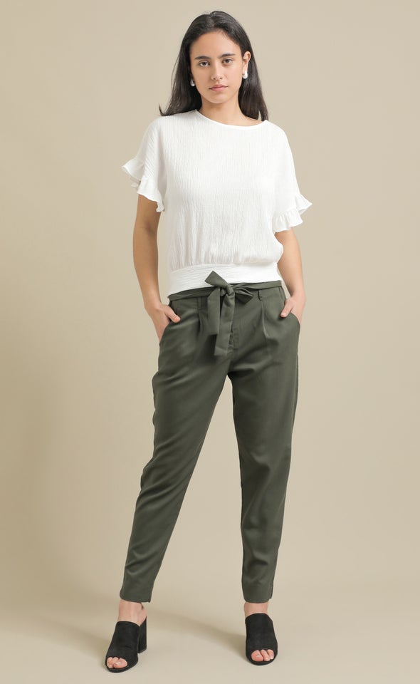 Tie Waist Tapered Pant