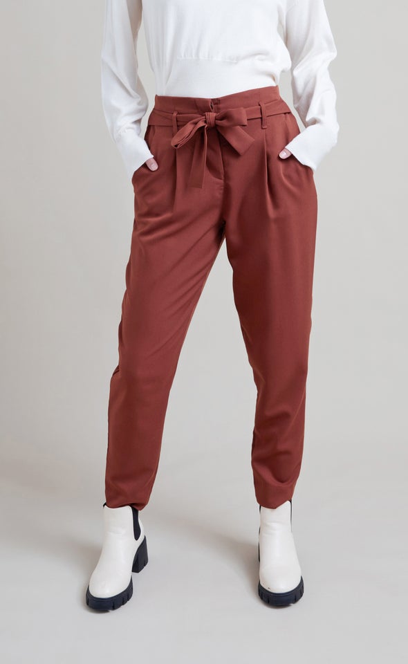 Tie Waist Tapered Pant Spice