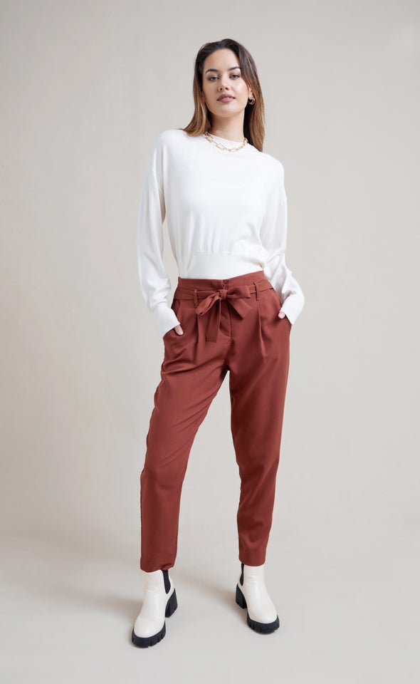 Tie Waist Tapered Pant