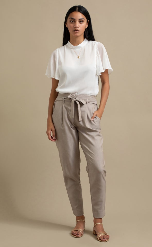 Tie Waist Tapered Pant