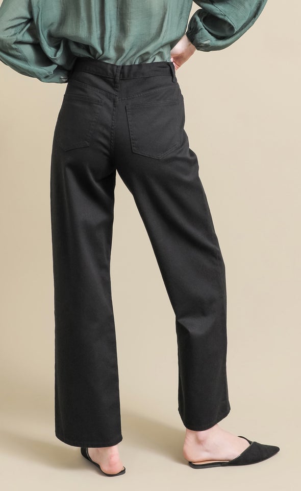 Tie Waist Wide Leg Jeans Black