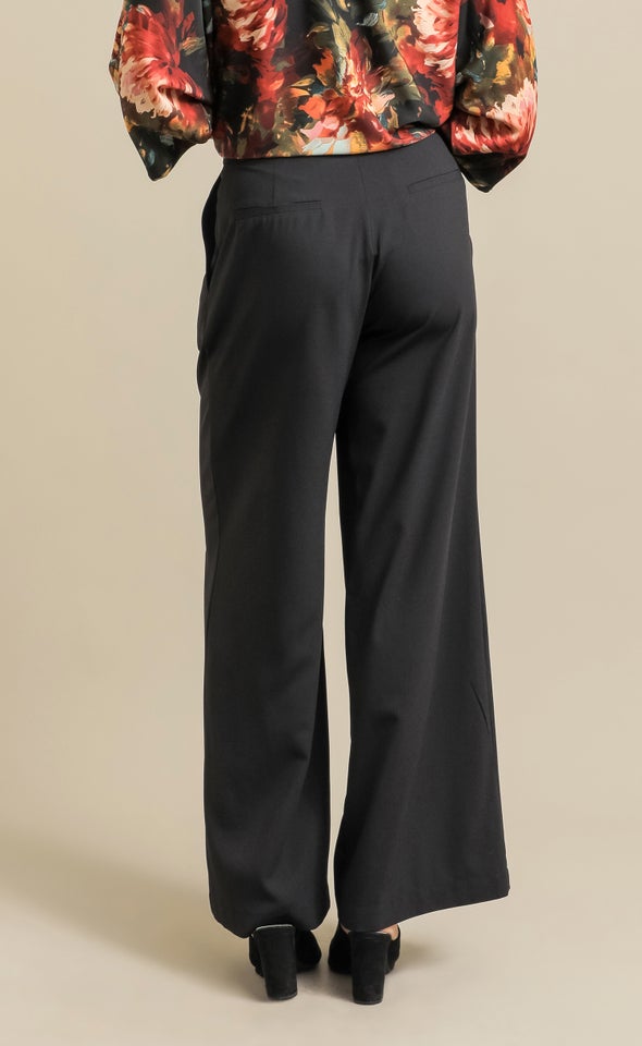 Tie Waist Wide Leg Pant Black