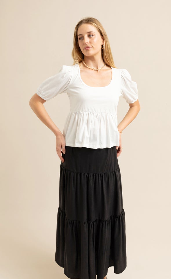 Tiered Midi Skirt Black