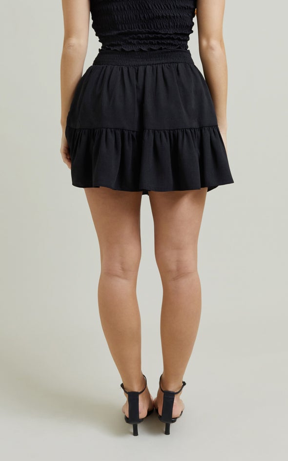 Tiered Mini Skirt Black