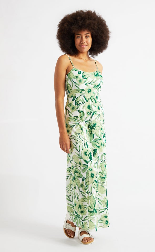 Tropic Printed Jumpsuit Green Print