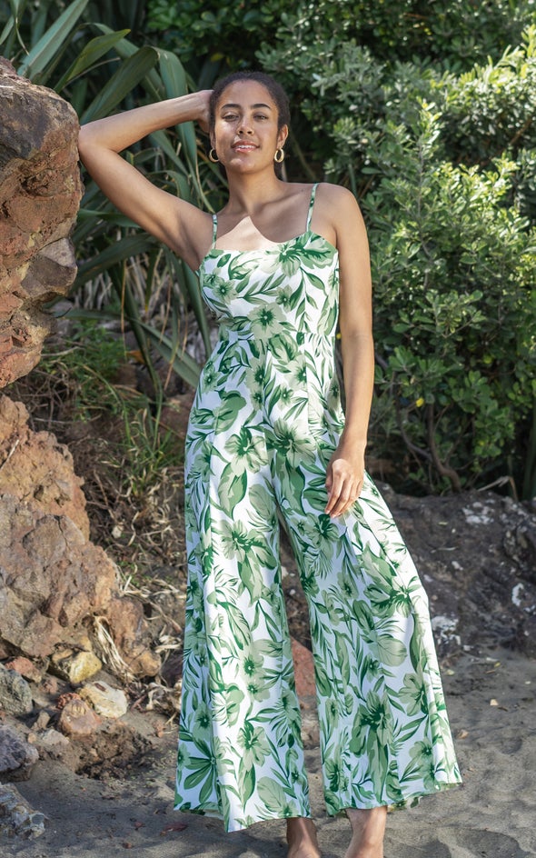 Tropic Printed Jumpsuit Green Print