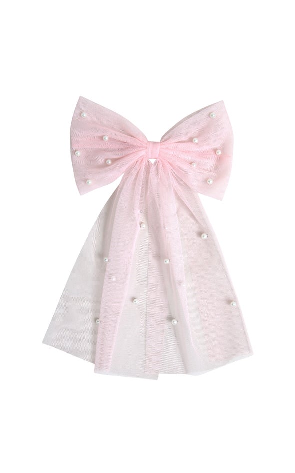 Tulle Pearl Bow Pink