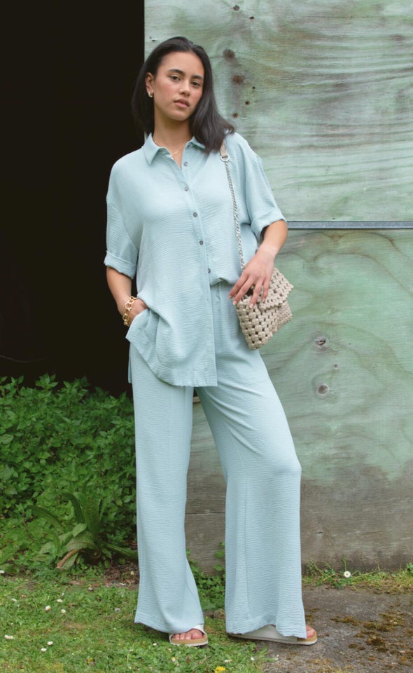 Turned Up Cuff Summer Shirt Sage