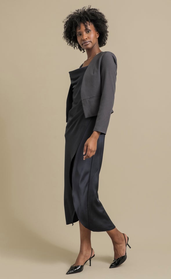 Twill Suiting Tailored Blazer Charcoal