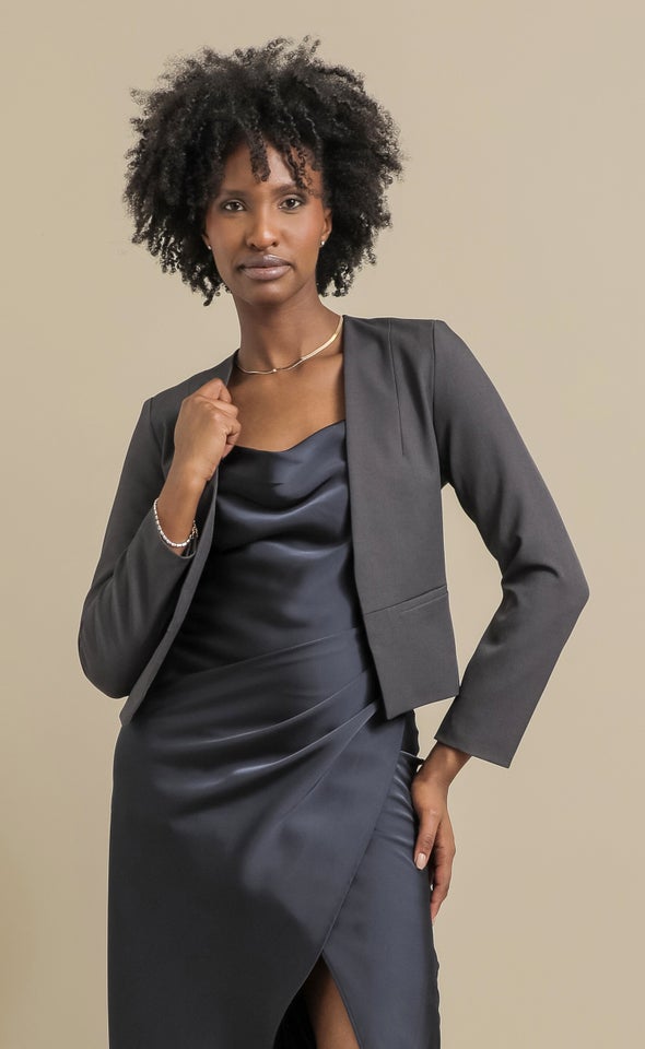 Twill Suiting Tailored Blazer Charcoal