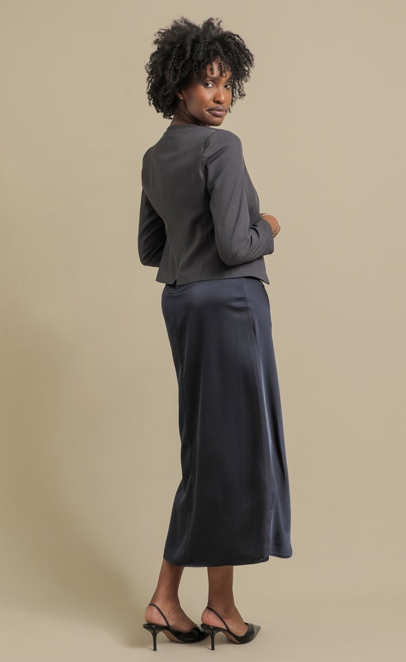 Twill Suiting Tailored Blazer Charcoal