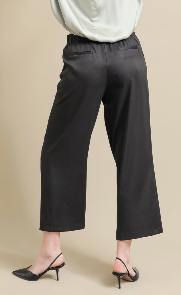Twill Tapered Hem Pants Black