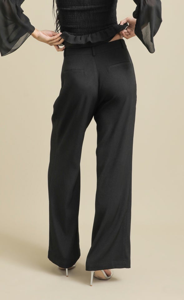 Twill Wide Leg Pants Black