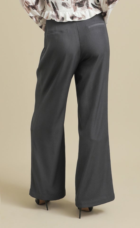 Twill Wide Leg Pants Charcoal