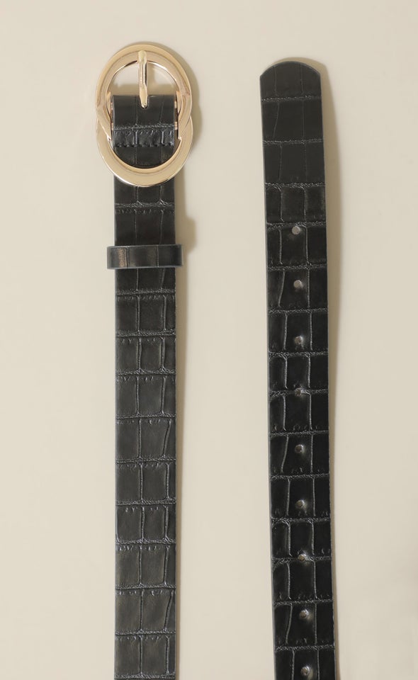 Twist Buckle Jean Belt Gold/black
