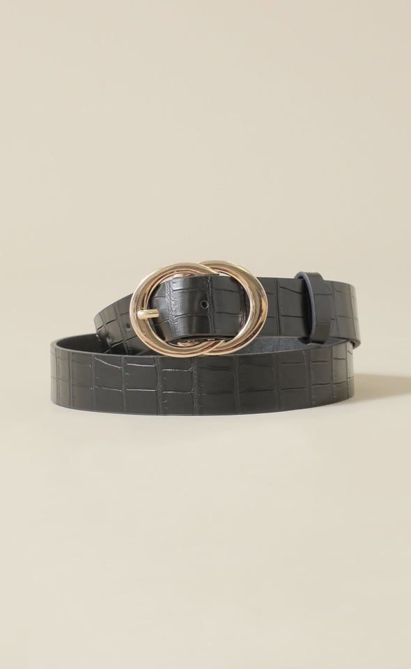 Twist Buckle Jean Belt Gold/black