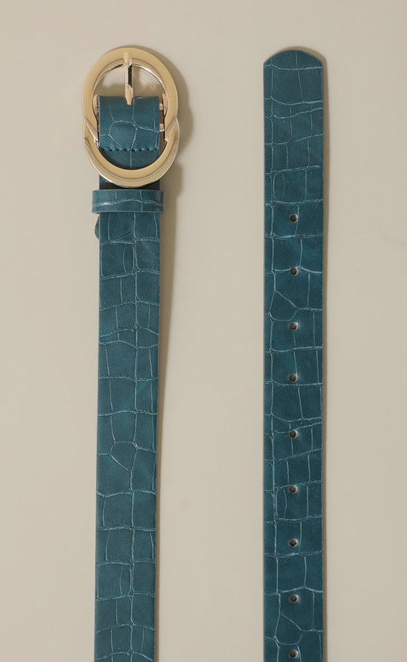 Twist Buckle Jean Belt Gold/emerald