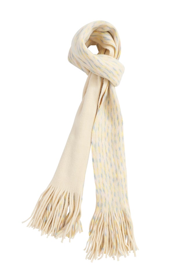 Two Tone Stitch Scarf Cream