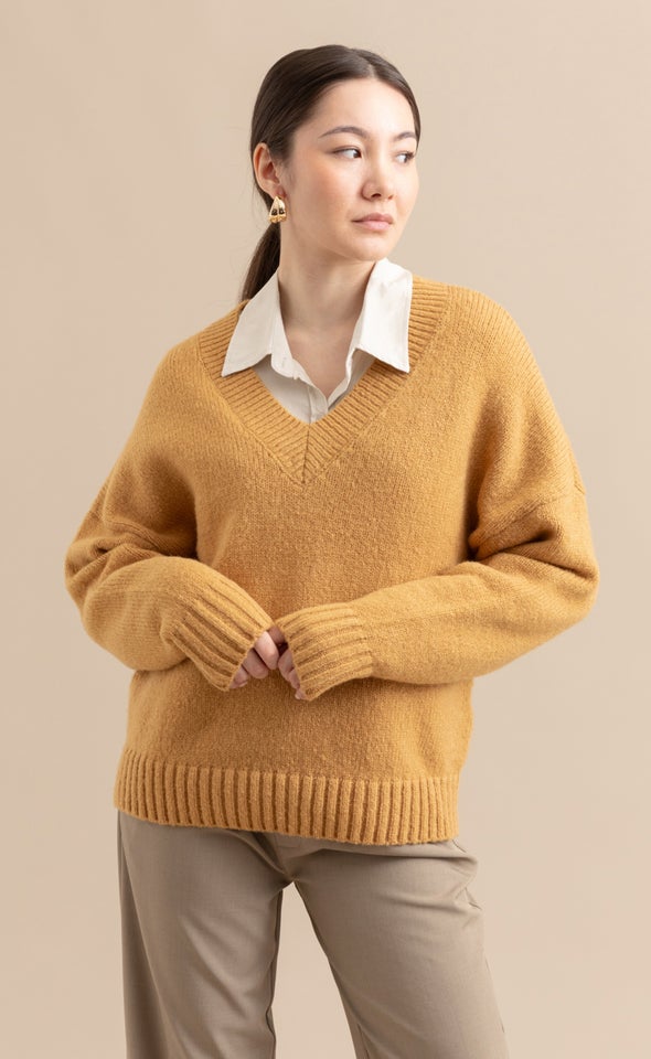 V Neck Boucle Sweater