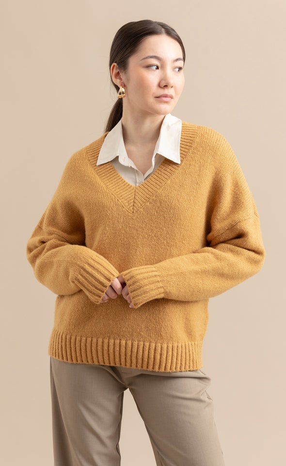 V Neck Boucle Sweater