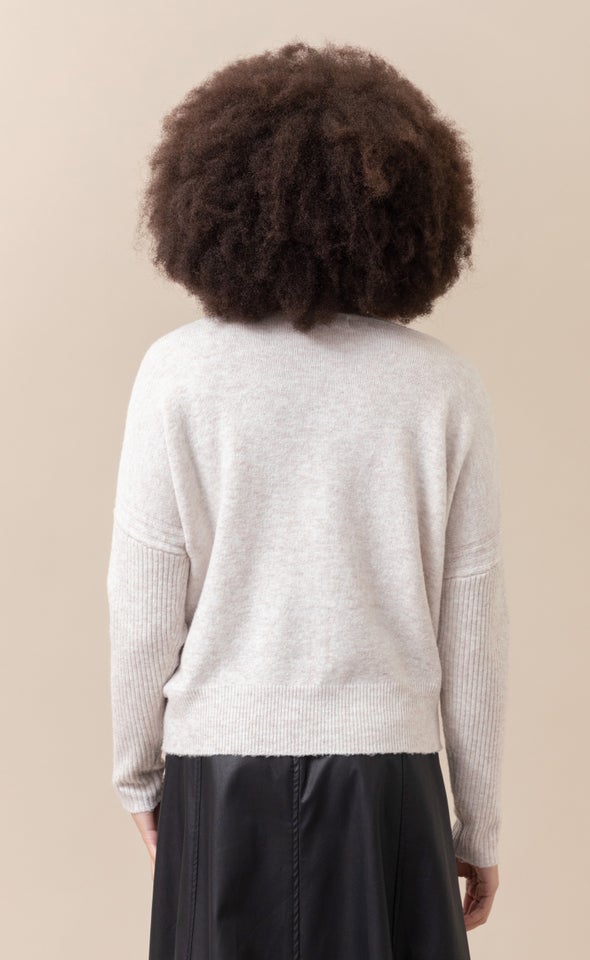 V Neck Cardigan Natural