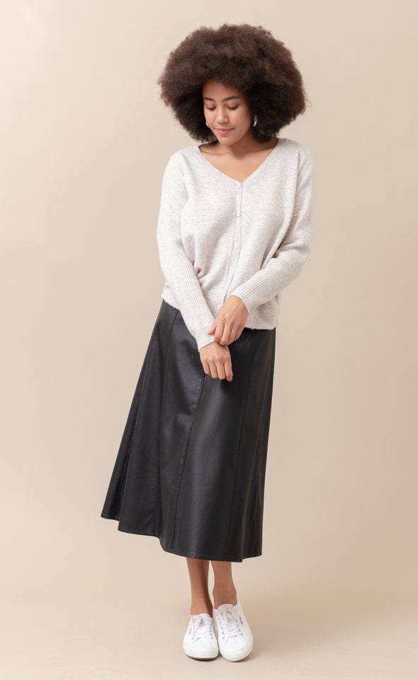 V Neck Cardigan Natural