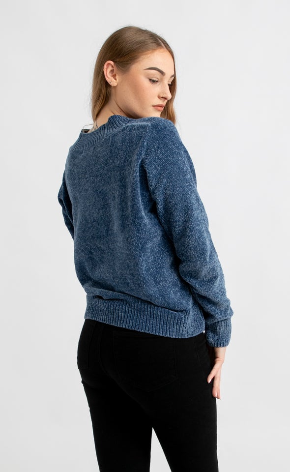 V Neck Chenille Sweater