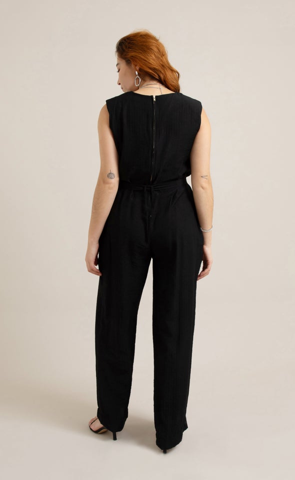 V Neck Jumpsuit Black