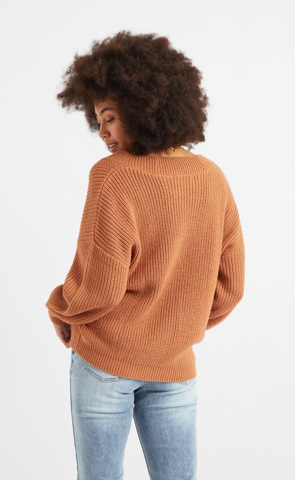 V Neck Slouchy Sweater | Pagani