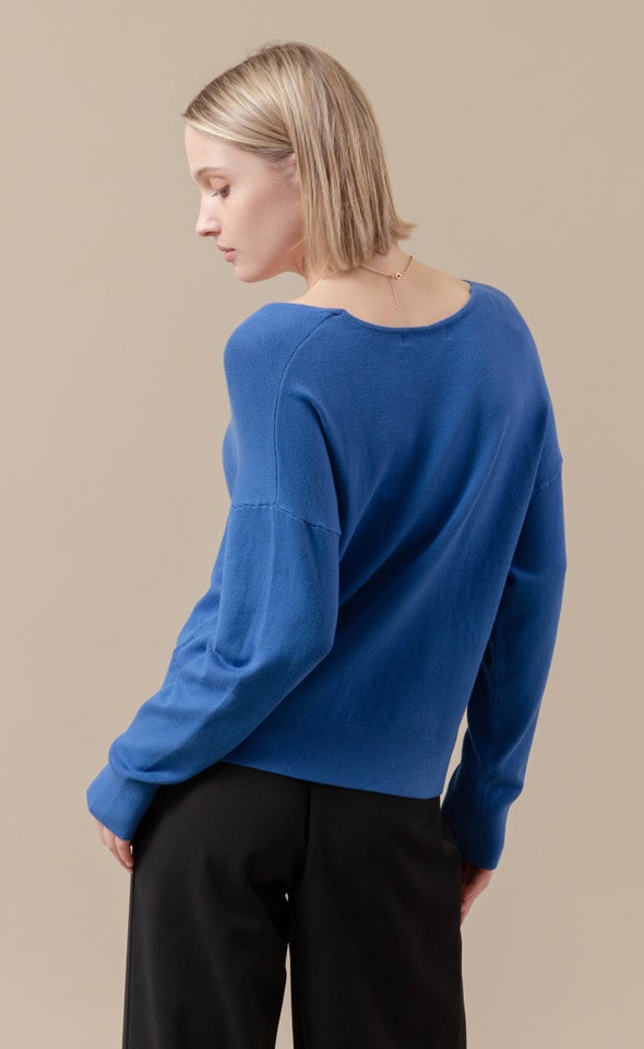 V Neck Sweater Cobalt