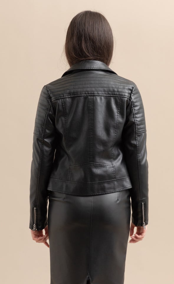 Vegan Leather Biker Black