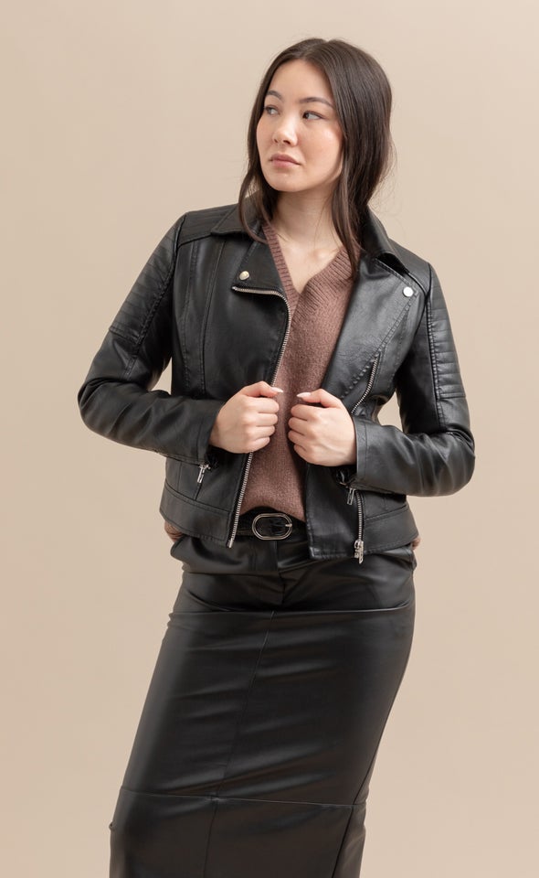 Vegan Leather Biker Black