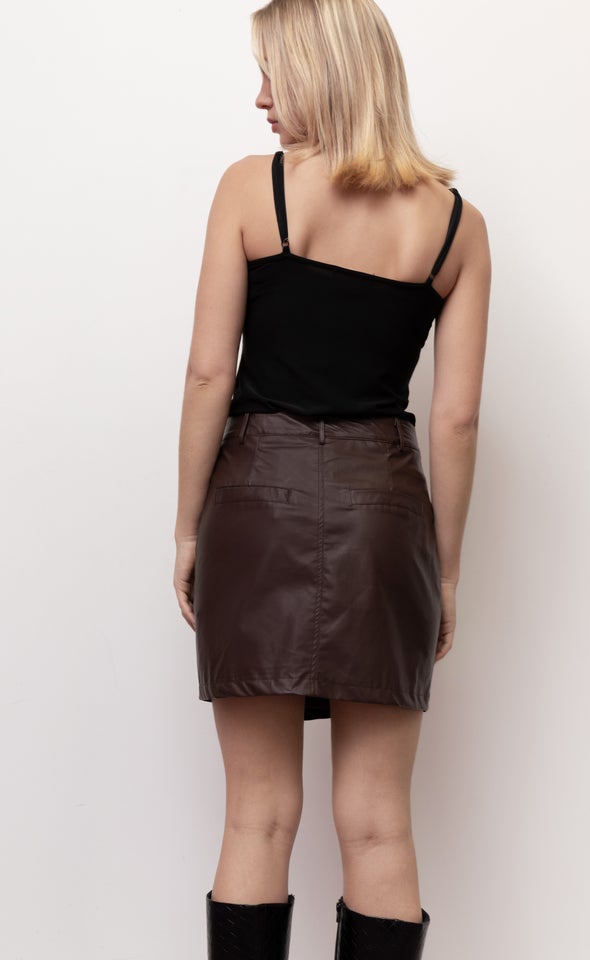 Vegan Leather Cross Front Mini Raisin