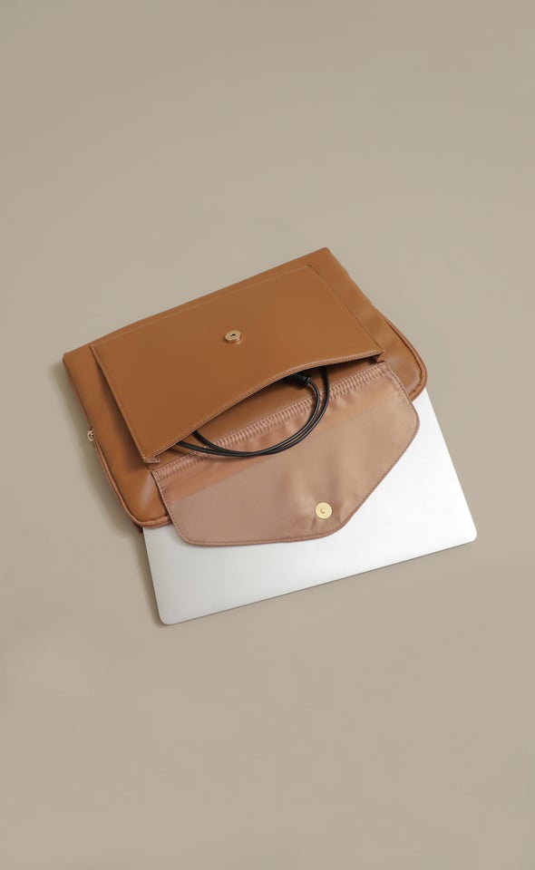 Vegan Leather Laptop Case Tan