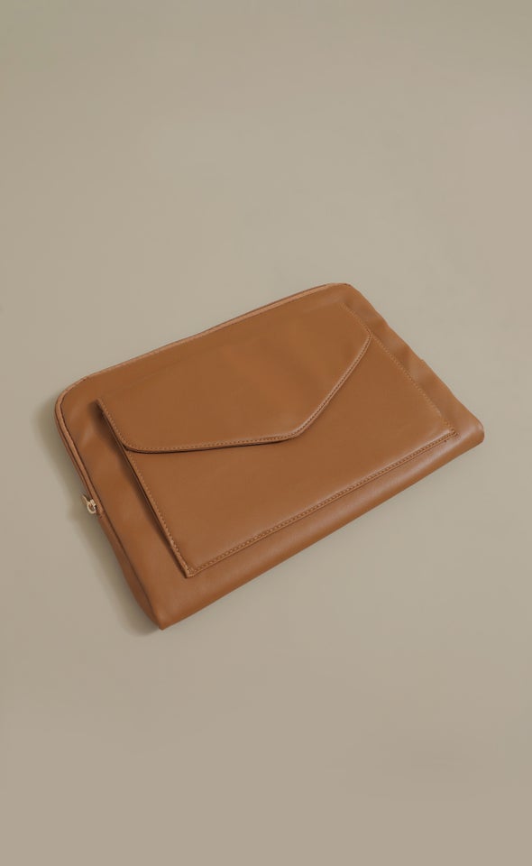 Vegan Leather Laptop Case Tan