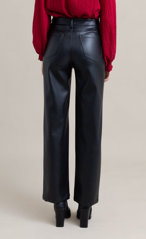 Vegan Leather Tailored Pants Black