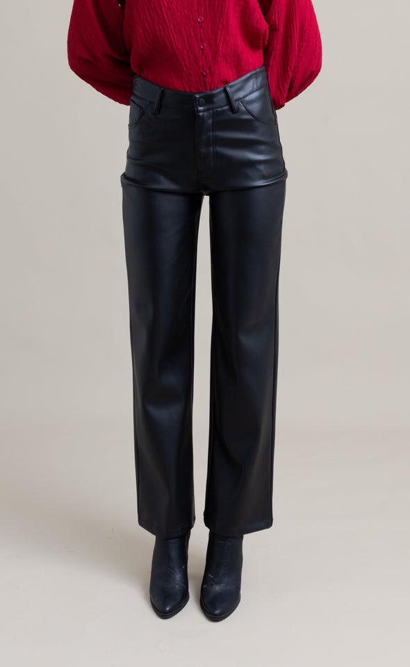 Vegan Leather Tailored Pants Black