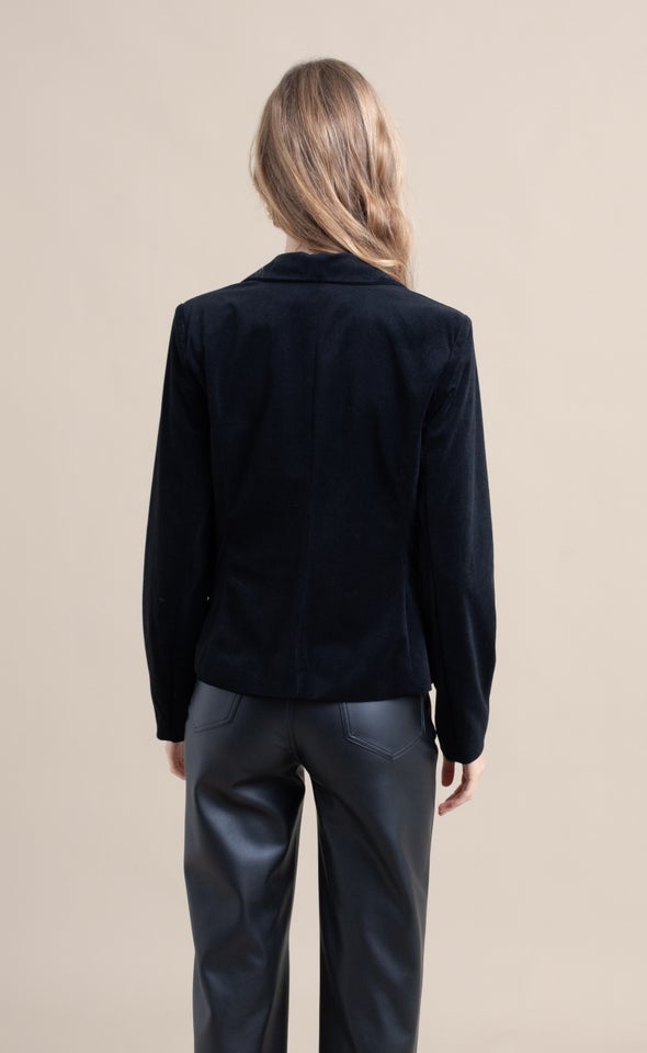 Velvet Fitted Blazer Black