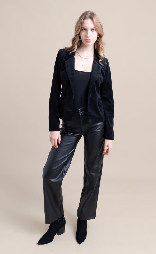 Velvet Fitted Blazer Black